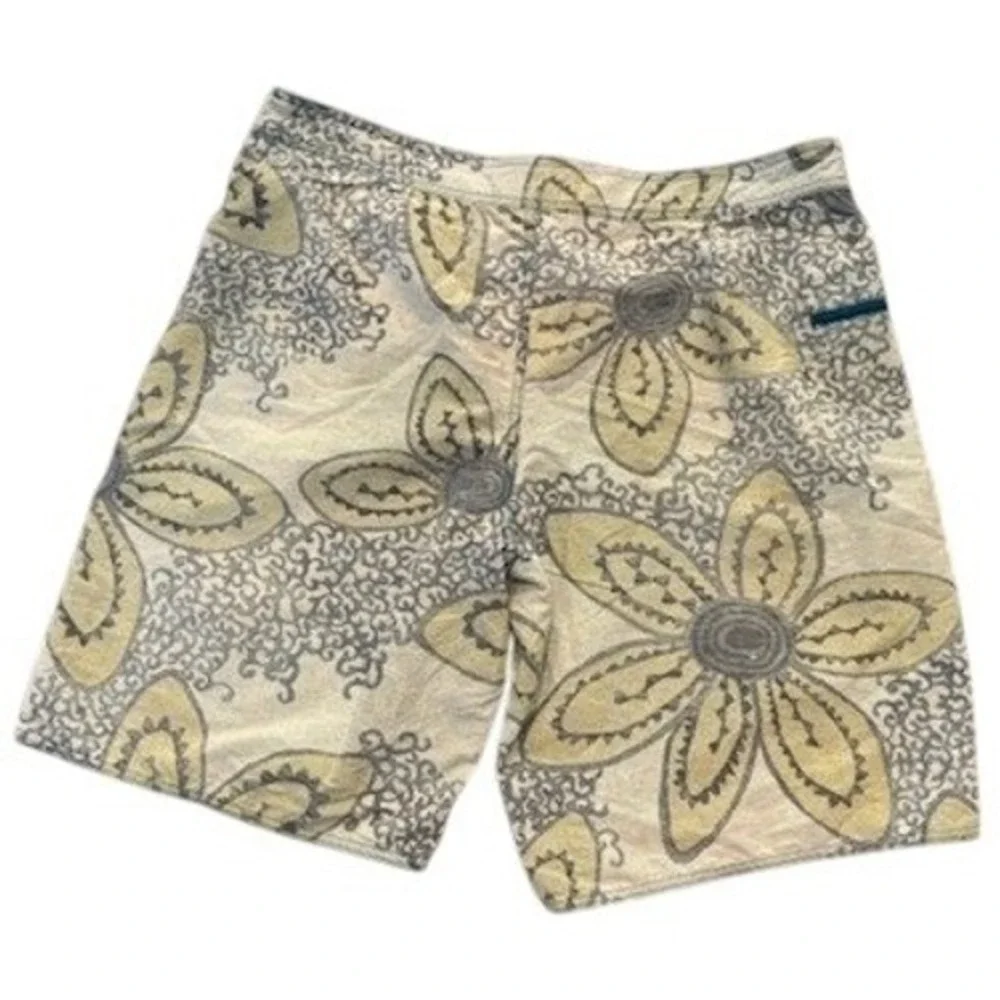 Patagonia Mens Board Shorts Size‎ 36 Blue Yellow Floral Print Swim Trunks 86559